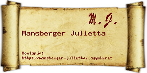 Mansberger Julietta névjegykártya